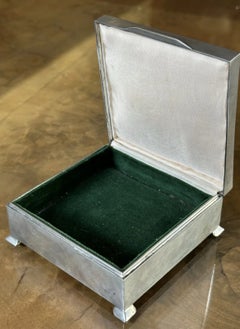 Liberty & Co. Tudric Pewter Box with Enamel Seascape Plaque