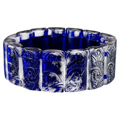 René Lalique Art Deco Cobalt Blue Moulded Glass Bracelet 1928