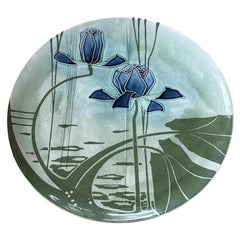 Mintons Secessionist Water Lilies Ceramic Charger Plaque, c.1910