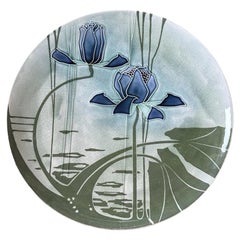 Mintons Secessionist Water Lilies Ceramic Charger Plaque, c.1910