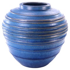 Bourne Denby Stoneware Ribbed Globular Vase by Alice Teichner