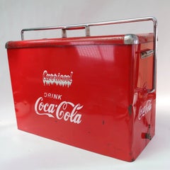 Coca-Cola Carricool Painted Metal Portable Icebox Cooler