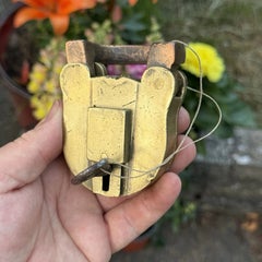 Antique British Bostwick Heavy Solid Brass Padlock with Key