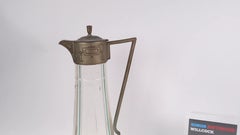 Jugendstil Glass and Metal Claret Jug Decanter with Green Trails