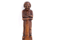 Antique Carved Black Forest Wooden Page Turner with Gardener Figure