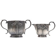 Mappin & Webb Jugendstil Silver-Plated Milk Jug and Sugar Bowl