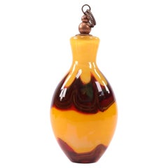 Hand-Blown Art Glass Scent Bottle with Copper-Tone Rope Twist Stopper