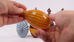 Swirled Art Glass Perfume Flask with Rope Twist Copper Stopper