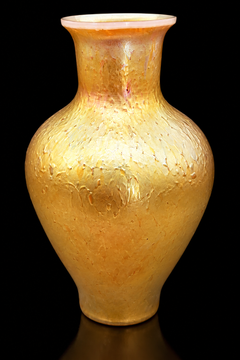 Tiffany Studios Favrile Iridescent Gold Art Glass Vase with Textured Surface