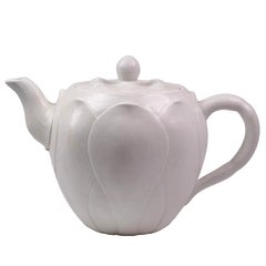 Antique Wedgwood Bisque Porcelain Teapot with Heart-Shaped Spout