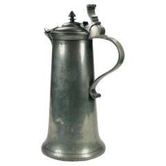 Mid 18th Century Antique Swiss Pewter Flagon with Heart-Form Spout