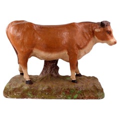 Large French Glazed Pottery Butchery Trade Display Bull Figure