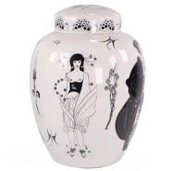 Mid Century Poole Pottery Beardsley Collection Ceramic Lidded Ginger Jar