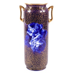Royal Doulton Cobalt Flow Blue Rose Vase by Herbert Betteley, Shape 1901