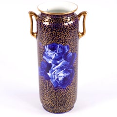 Royal Doulton Cobalt Flow Blue Rose Vase by Herbert Betteley, Shape 1901