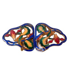 Art Nouveau Enamelled Gilt Metal Two-Piece Nurse's Belt Buckle