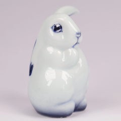 Royal Doulton Blue Flambé Porcelain Lop-Eared Seated Rabbit Figurine, Model 1165