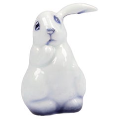 Royal Doulton Blue Flambé Porcelain Lop-Eared Seated Rabbit Figurine, Model 1165