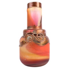 Vaso in vetro artistico romeno AMA Satin con filo di rame applicato e rivestimento