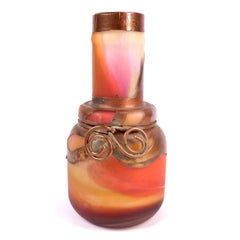 Vaso in vetro artistico romeno AMA Satin con filo di rame applicato e rivestimento