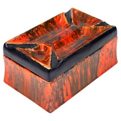 Ricardia Ware Mottled Orange and Black Ceramic Lidded Box 1920s