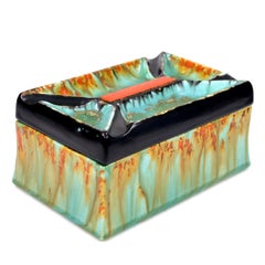 Ricardia Ware Art Deco Drip-Glazed Ceramic Lidded Box, circa 1930s