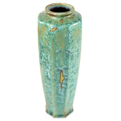 Pierrefonds Octagonal Crystalline Glaze French Stoneware Vase ca. 1905