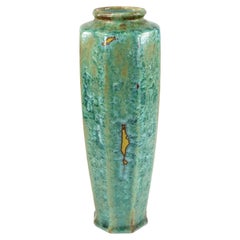 Pierrefonds Octagonal Crystalline Glaze French Stoneware Vase ca. 1905