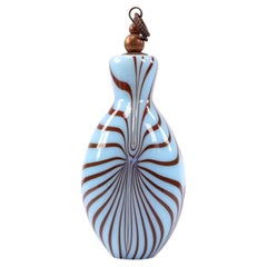 Striped Art Glass Perfume Bottle with Copper Rope-Twist Stopper