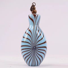 Striped Art Glass Perfume Bottle with Copper Rope-Twist Stopper