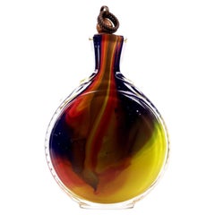 Faceted Art Glass Scent Bottle with Swirled Core and Copper Rope Stopper