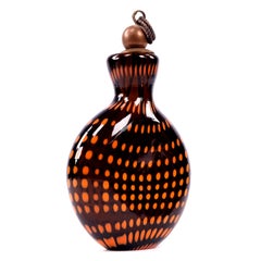 Faceted Art Glass Perfume Flask with Copper Rope-Twist Stopper