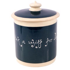 Wileman Foley Faience Lidded Tobacco Jar, 'We'll Tak a Whiff for Auld Lang Syne'