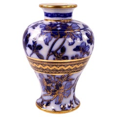 Wedgwood Flow Blue and Gilded Floral Baluster Vase, Pattern 72058
