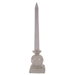 Large Egyptian Revival Solid Glass Obelisk Sculpture on Stepped Plinth Base