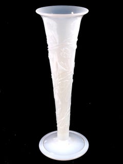 French White Opaline Glass Trumpet Vase Attributed to Baccarat ca. 1880