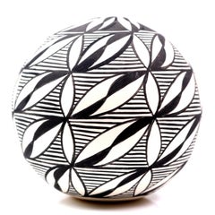 Bernard Lewis Signed Acoma Pueblo Monochrome Pottery Seed Pot