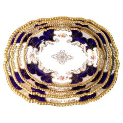 Coalport Set of Five Cobalt Blue Batwing Graduated Meat Platters, Thomas Goode