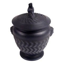 Attributed to Wedgwood Neoclassical Black Basalt Urn and Cover