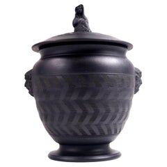 Attributed to Wedgwood Neoclassical Black Basalt Urn and Cover