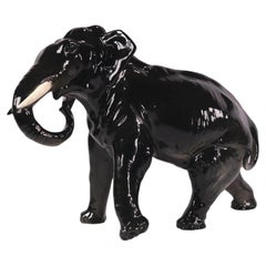 Antique Bretby Art Pottery Glazed Ceramic Elephant Figurine ca. 1910