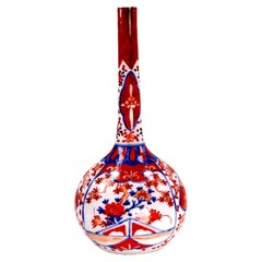 Antique Japanese Meiji Period Imari Porcelain Long-Necked Bottle Vase