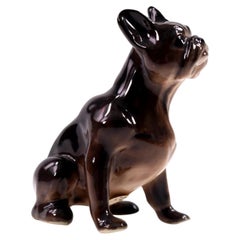 Figurita en miniatura de un bulldog francés de porcelana soviética rusa