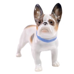 German Porcelain French Bulldog Figurine in Dresden Style