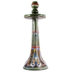 Hoher Lampenfuß aus niederländischer Gouda-Kunstkeramik, in Kerzenhalterform, 1920er Jahre