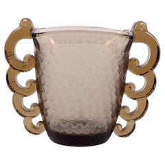 Daum Nancy Smokey Topaz Glass Vase Attributed to Pierre D'Avesn
