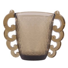 Daum Nancy Smokey Topaz Glass Vase Attributed to Pierre D'Avesn