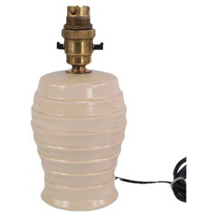 Art Deco Cream Ribbed Ceramic Table Lamp Base, Keith Murray Style