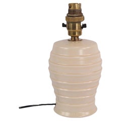 Art Deco Cream Ribbed Ceramic Table Lamp Base, Keith Murray Style