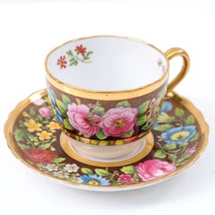 Antique Spode Copeland Hand-Painted Floral Tea Cup and Saucer, Pattern B233